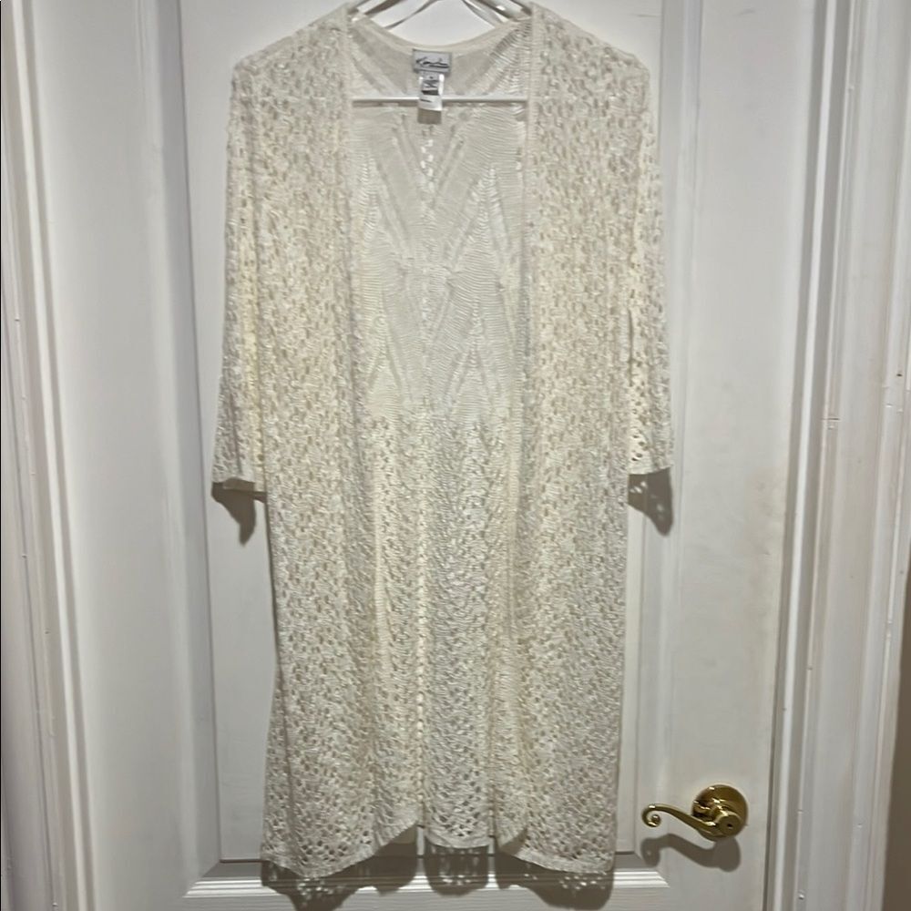 Kim Rogers Cream Open-Front Cardigan